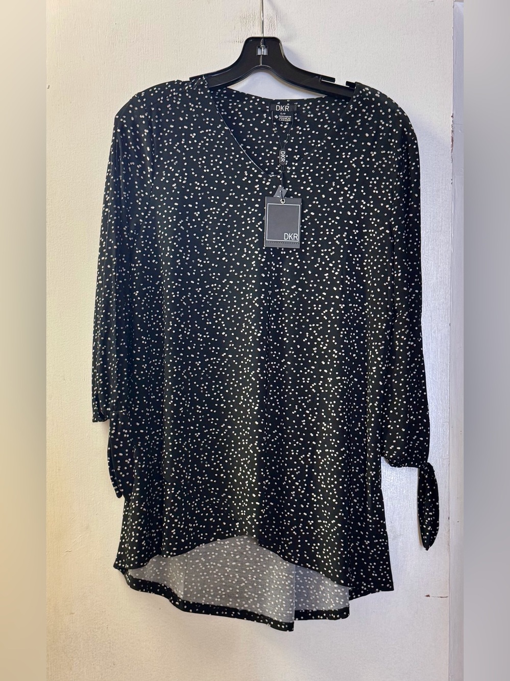 DKR Apparel V-Neck 3/4 Sleeve with Ties and Tulip Hem
